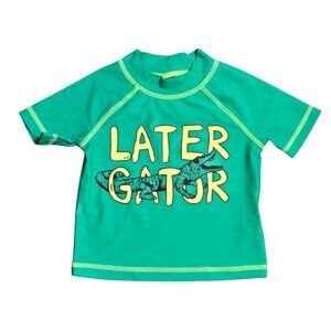 NWOT | Carter's "LATER GATOR" Alligator Graphic Swim Shirt | Green | 9M